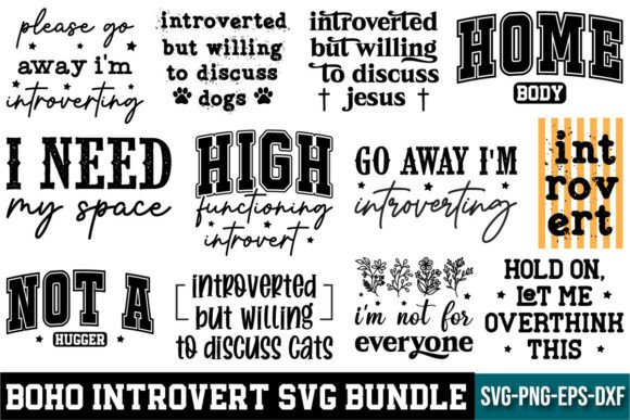 Boho Introvert SVG Bundle: Graphics for T-Shirt Designs