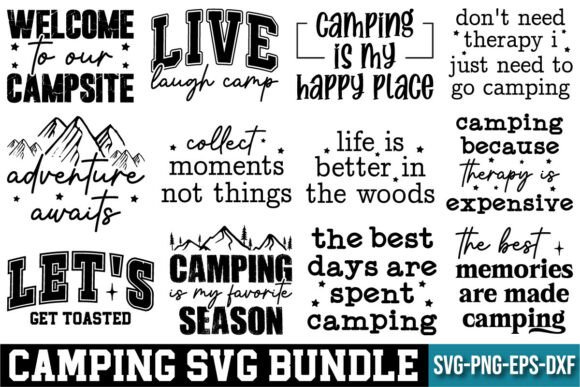 Camping SVG Bundle Collection: Graphics & T-Shirt Designs