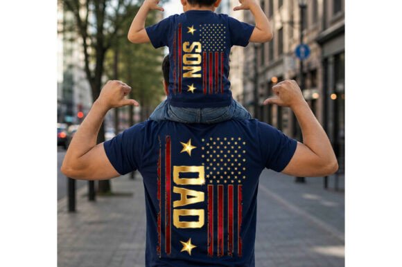 Dad and Son Shirts Patriotic USA Graphics