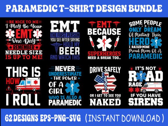 Paramedic EMT T-Shirt Design Bundle: Graphics & T-Shirt Designs